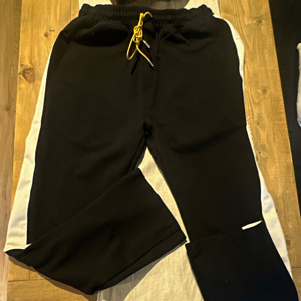 Rhude Men's Black/White Side Stripe Colorblock Jogger Pants Sz L Tapered